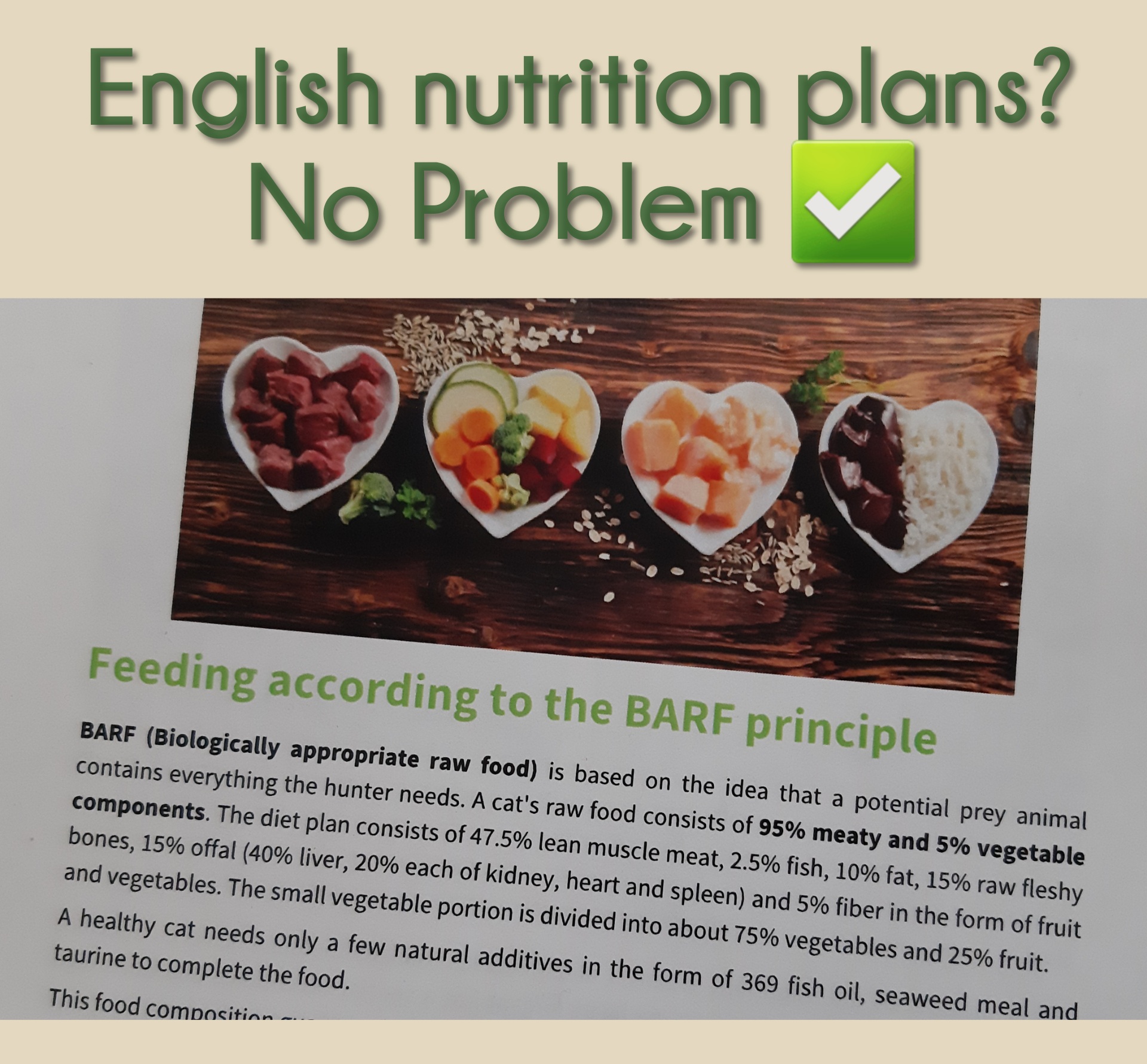 NOW AVAILABLE ENGLISH Raw feeding NUTRITION PLANS for Cats and Dogs